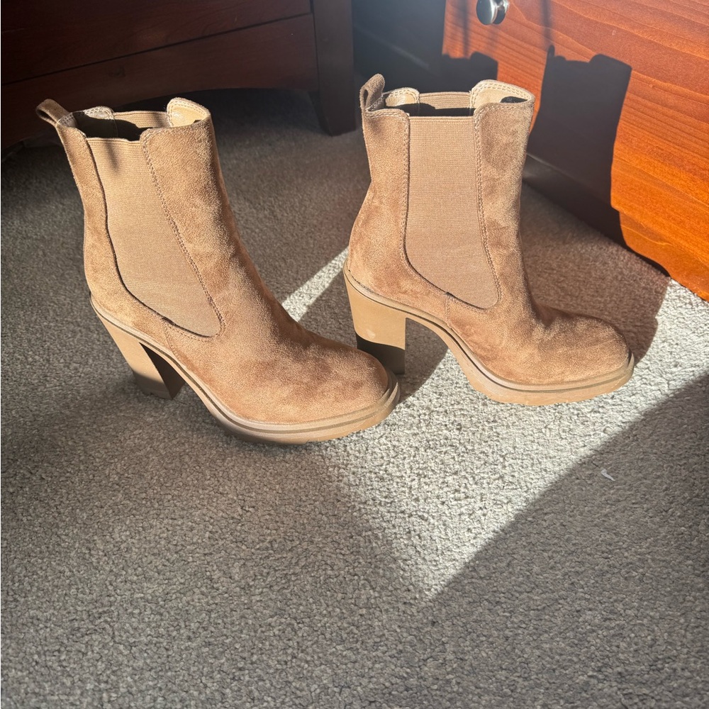 Nine West Brown Suede Heeled Boots